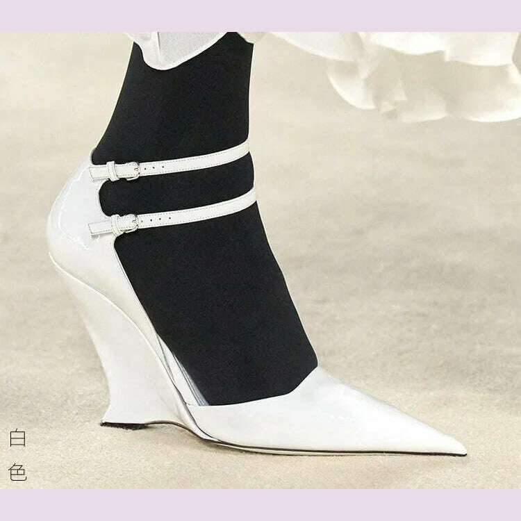 KIMLUD, Lady Sexy Slope Heels Woman Ankle Strap Dress Wedding Shoes Party Sandalias De Mujer Luxury Sandals Women Designers, KIMLUD Womens Clothes