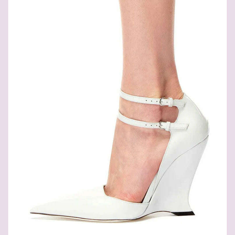 KIMLUD, Lady Sexy Slope Heels Woman Ankle Strap Dress Wedding Shoes Party Sandalias De Mujer Luxury Sandals Women Designers, KIMLUD Womens Clothes