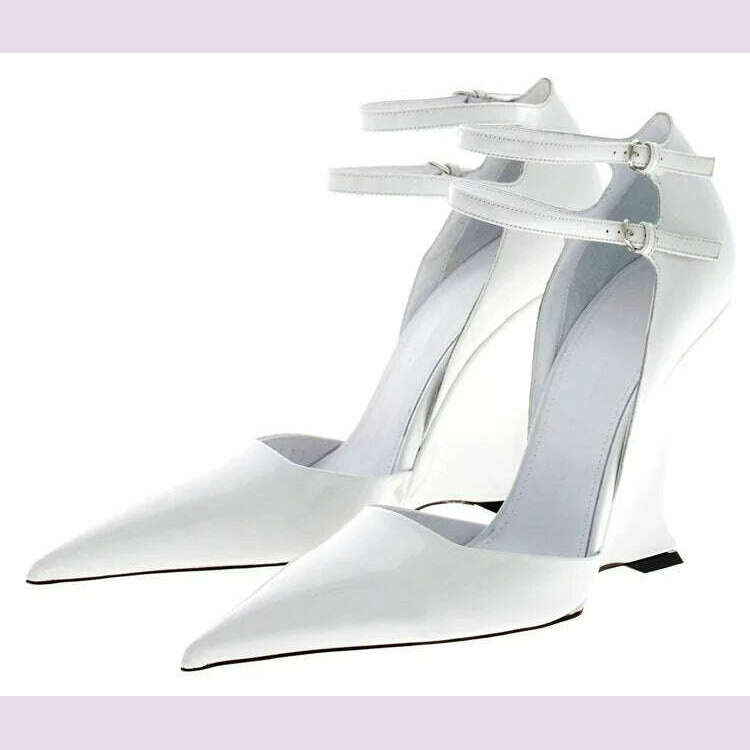 KIMLUD, Lady Sexy Slope Heels Woman Ankle Strap Dress Wedding Shoes Party Sandalias De Mujer Luxury Sandals Women Designers, KIMLUD Womens Clothes
