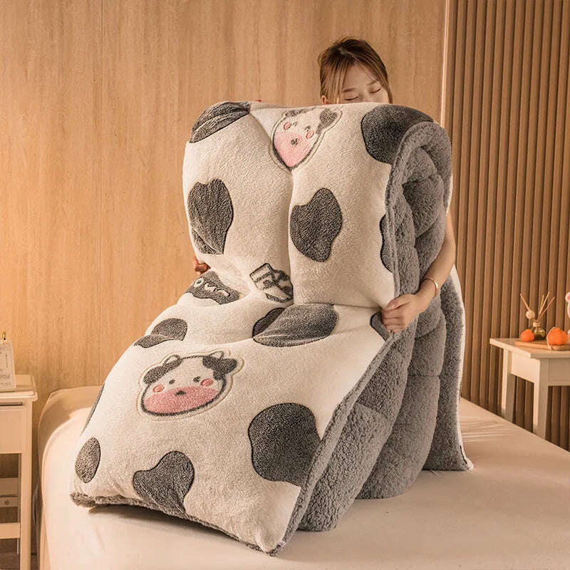KIMLUD, Lamb Fleece Super Warm Quilt Winter Thickening Warm Coral Fleece Blanket Bed Single Double Dormitory Student Flannel Quilt, 3 / 1.1X1.5m 1kg, KIMLUD APPAREL - Womens Clothes
