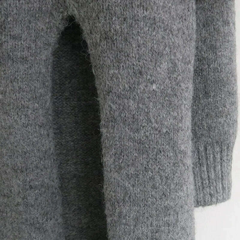 KIMLUD, LANMREM Korean Women's Thickened High Waist Split Shape Fashion Long Knitted Sweater Women Streetwear Pullovers 2C430, KIMLUD Womens Clothes