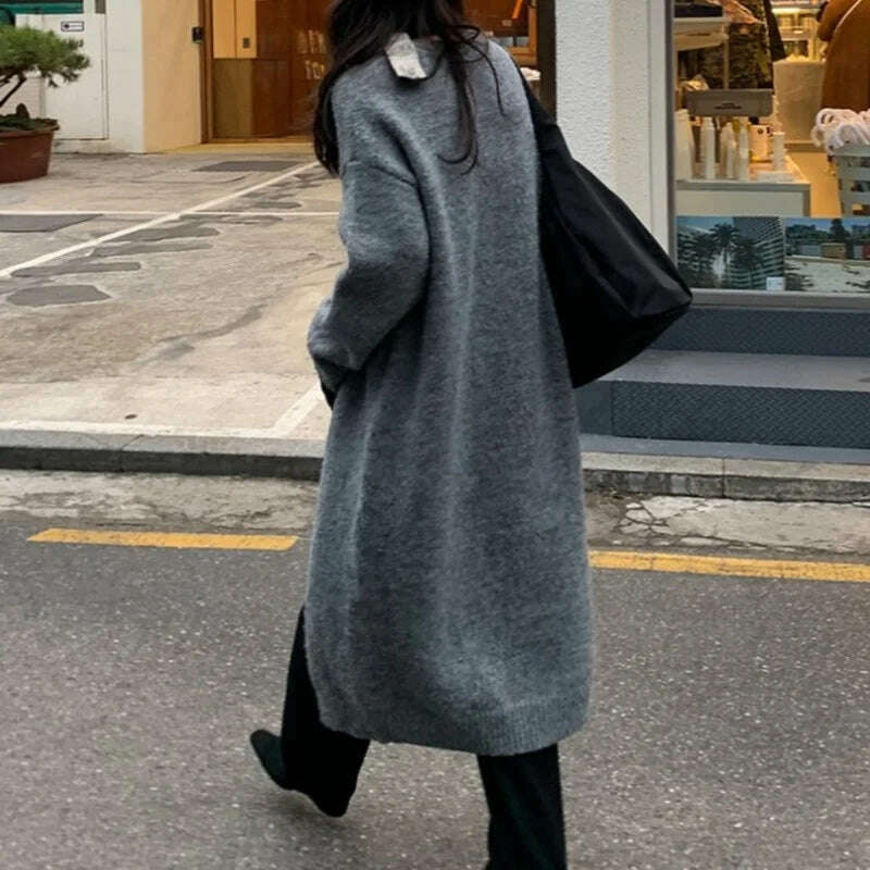 KIMLUD, LANMREM Korean Women's Thickened High Waist Split Shape Fashion Long Knitted Sweater Women Streetwear Pullovers 2C430, KIMLUD Women's Clothes