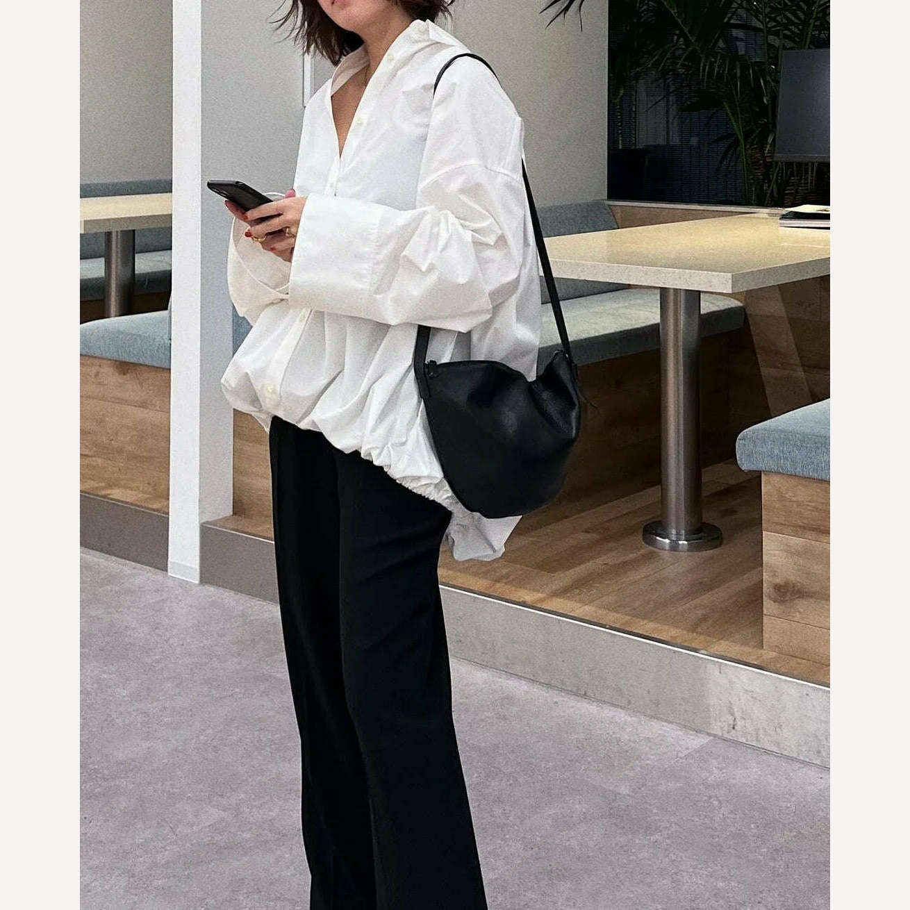KIMLUD, [LANMREM] Women Casual Solid Color Shirt Lapel Long Sleeves Single Breasted Loose Tops Fashion 2024 Spring New Clothing 2AA2796, KIMLUD Womens Clothes