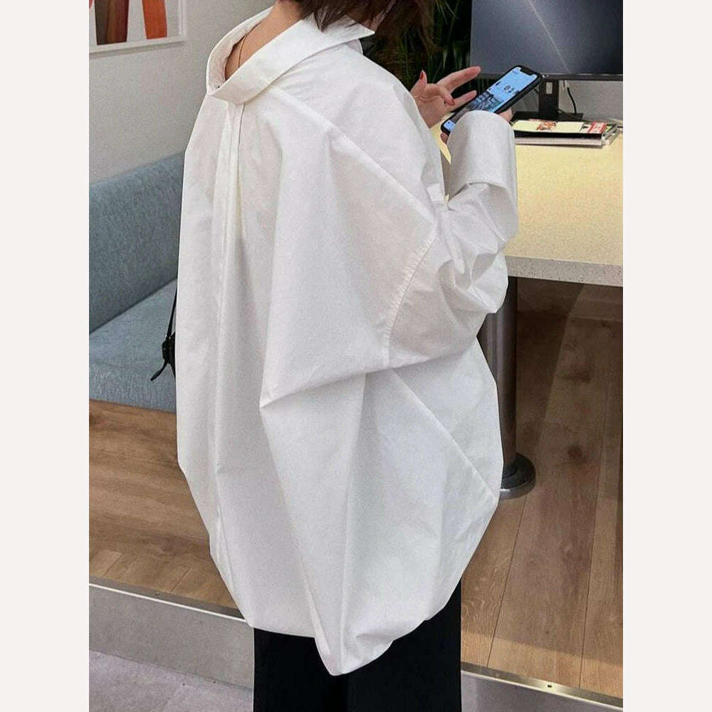 KIMLUD, [LANMREM] Women Casual Solid Color Shirt Lapel Long Sleeves Single Breasted Loose Tops Fashion 2024 Spring New Clothing 2AA2796, KIMLUD Womens Clothes