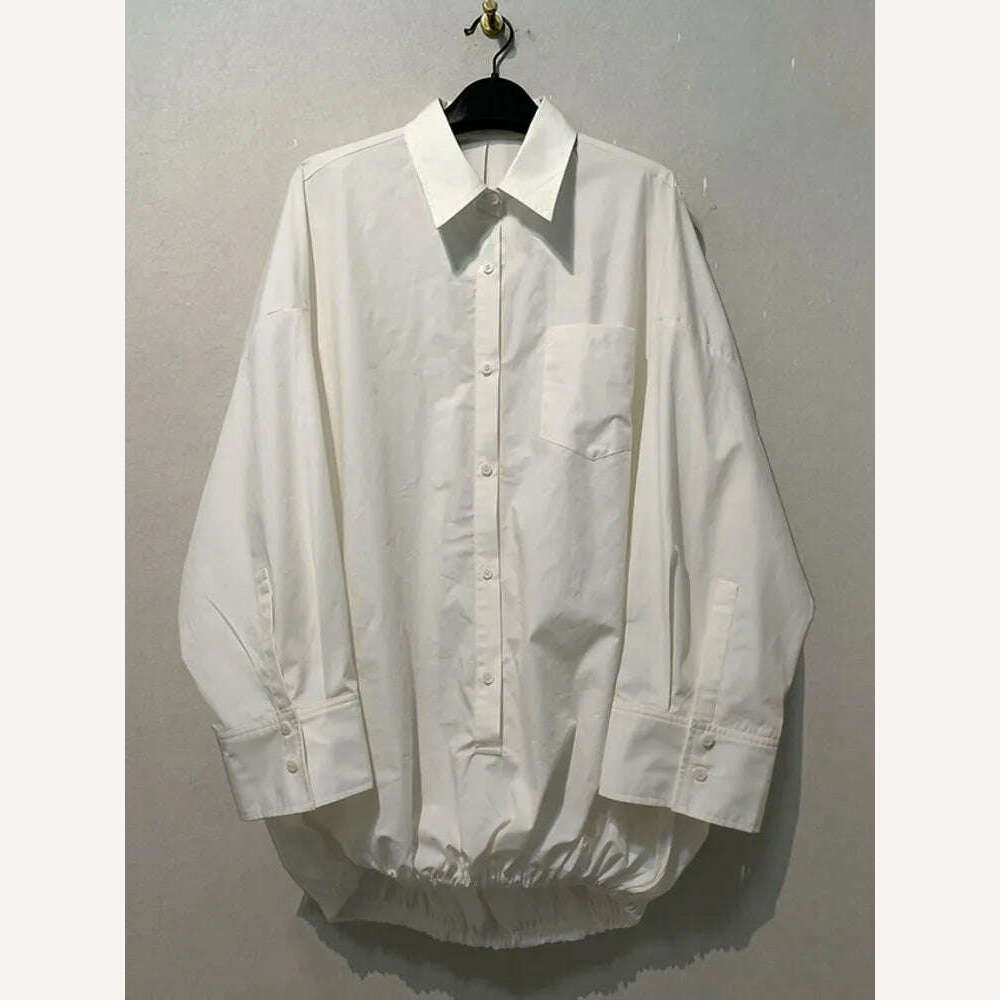 KIMLUD, [LANMREM] Women Casual Solid Color Shirt Lapel Long Sleeves Single Breasted Loose Tops Fashion 2024 Spring New Clothing 2AA2796, White / S, KIMLUD APPAREL - Womens Clothes
