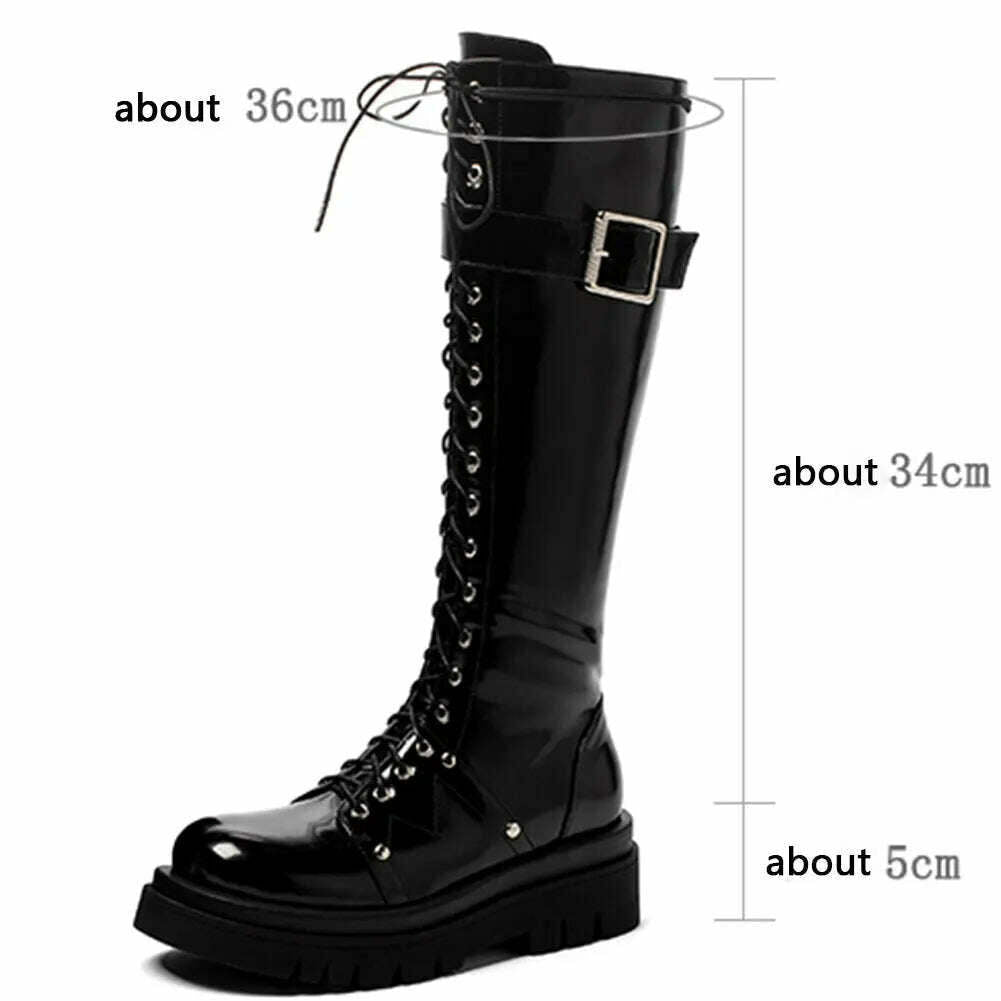 KIMLUD, Lapolaka 2023 Big Size 34-43 Good Quality Buckle Decor Lace-up Front Zipper Side Combat Woman Boots, KIMLUD Womens Clothes