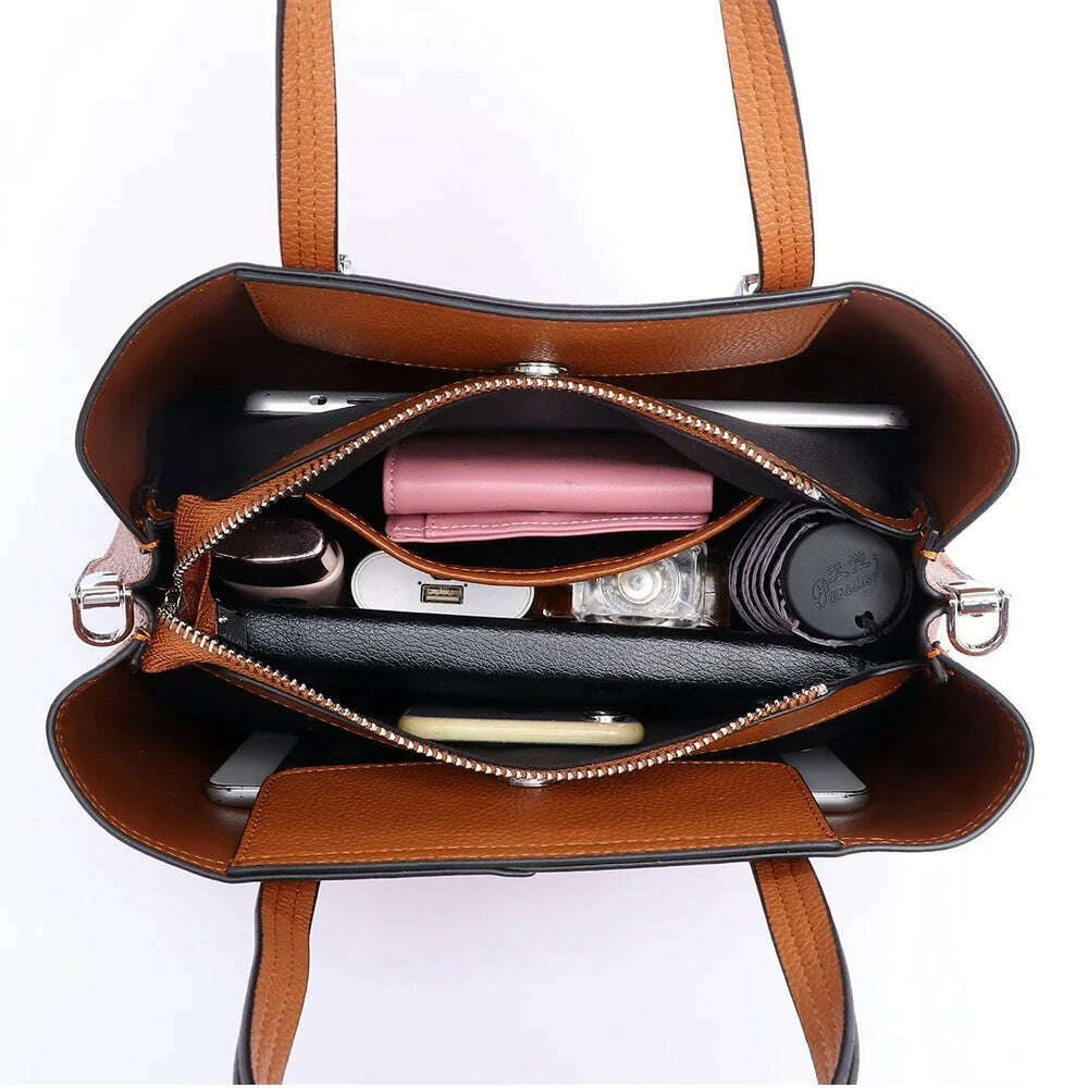 KIMLUD, Large Capacity Cowhide Handbags for Women Casual Genuine Leather Bag Luxury Designer Female Tote Bags, KIMLUD Womens Clothes