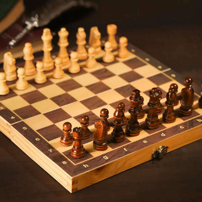 KIMLUD, Large Magnetic Wooden Folding Chess Set Felted Game Board 39cm*39cm Interior Storage Adult Kids Gift Family Game Chess Board, KIMLUD Womens Clothes