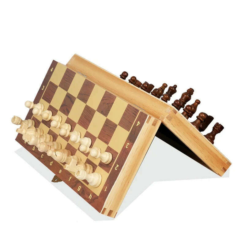 KIMLUD, Large Magnetic Wooden Folding Chess Set Felted Game Board 39cm*39cm Interior Storage Adult Kids Gift Family Game Chess Board, KIMLUD Womens Clothes
