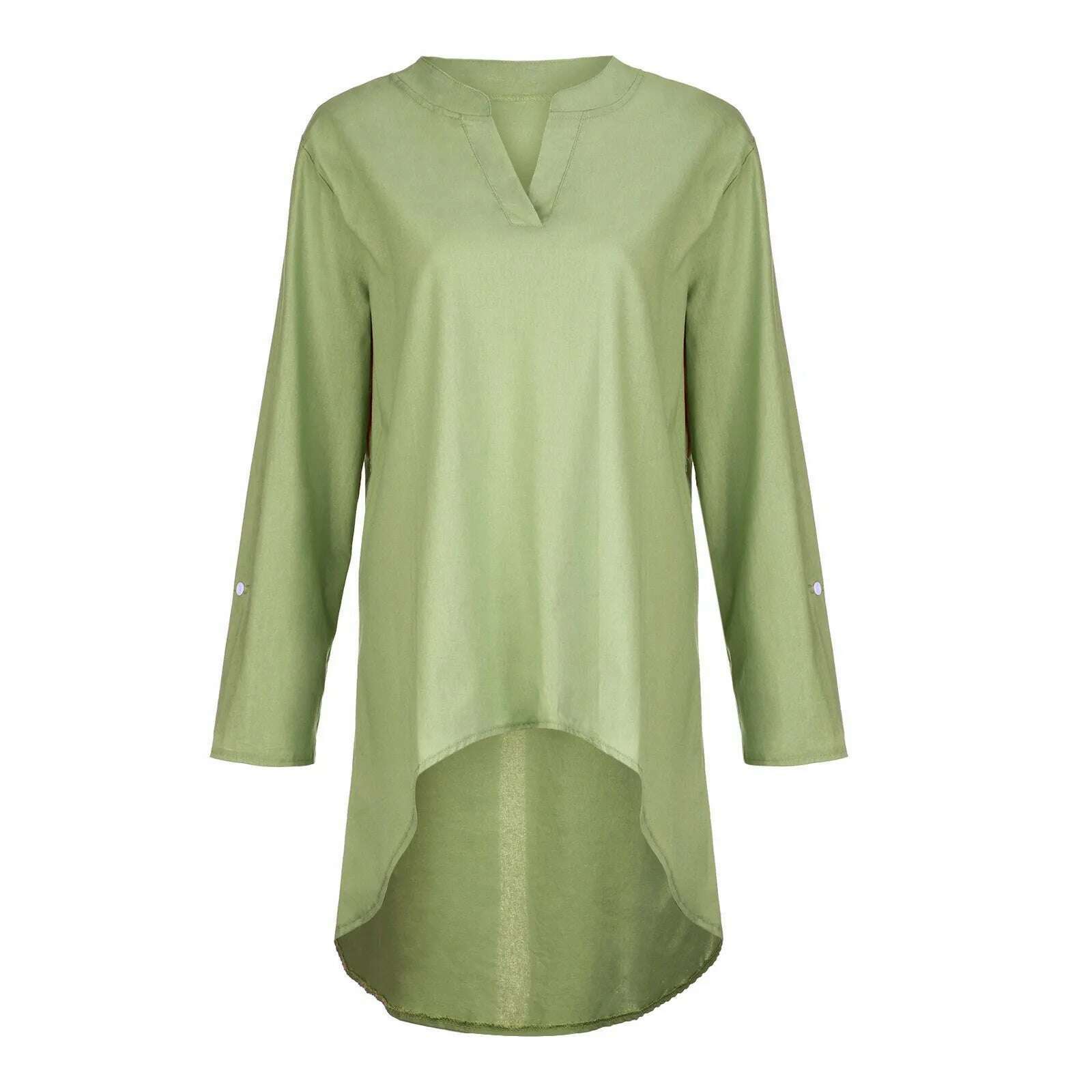 KIMLUD, Large size Linen Cotton Tshirt Women Casual Long Sleeve Vintage T-shirt Solid Loose V-neck Tee Shirt Femme Top Blusas Рубашка, KIMLUD Womens Clothes