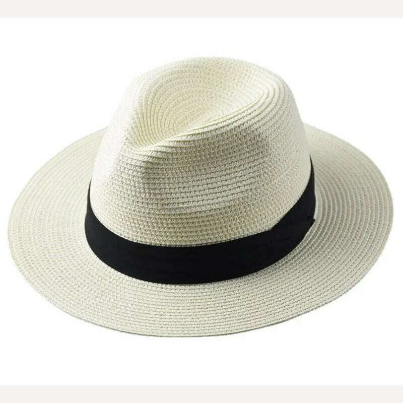 KIMLUD, Large Size Panama Hats Lady Beach Wide Brim Straw Hat Man Summer Sun Cap Plus Size Fedora Hat 55-57cm 58-60cm 61-64cm, KIMLUD Womens Clothes