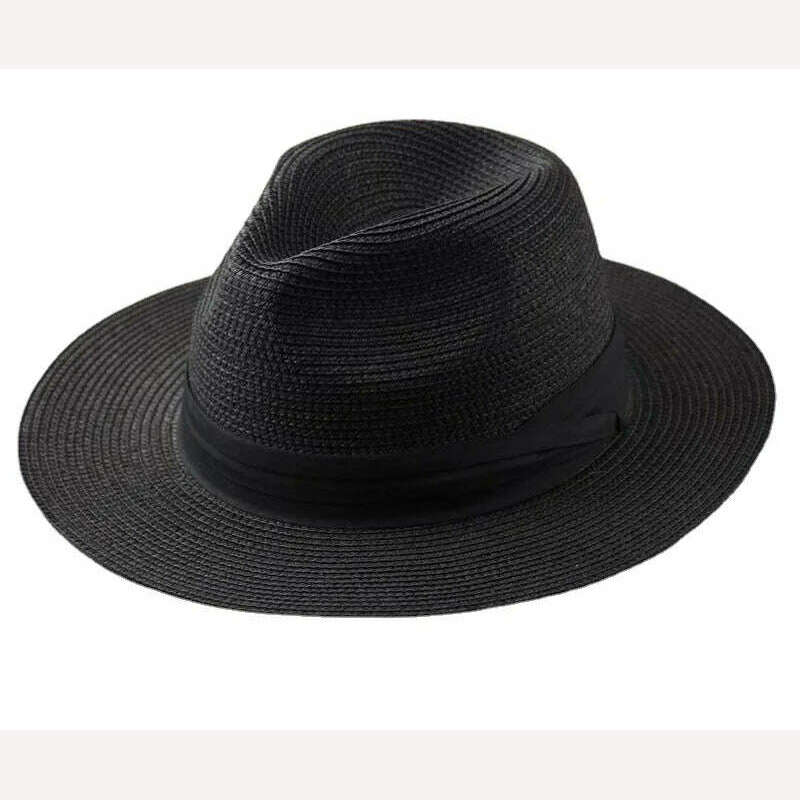 Large Size Panama Hats Lady Beach Wide Brim Straw Hat Man Summer Sun Cap Plus Size Fedora Hat 55-57cm 58-60cm 61-64cm - KIMLUD