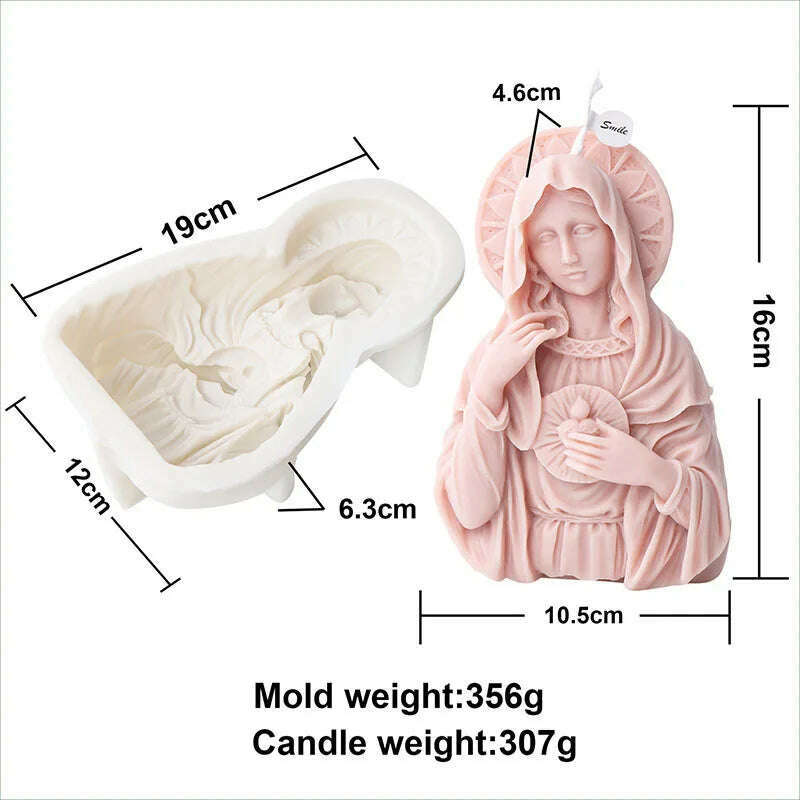 KIMLUD, Large Size Virgin Mary Bust Sculpture Candle Silicone Mold DIY Abstract Madonna Statue Gypsum Candle Resin Mould Religious Decor, A, KIMLUD APPAREL - Womens Clothes
