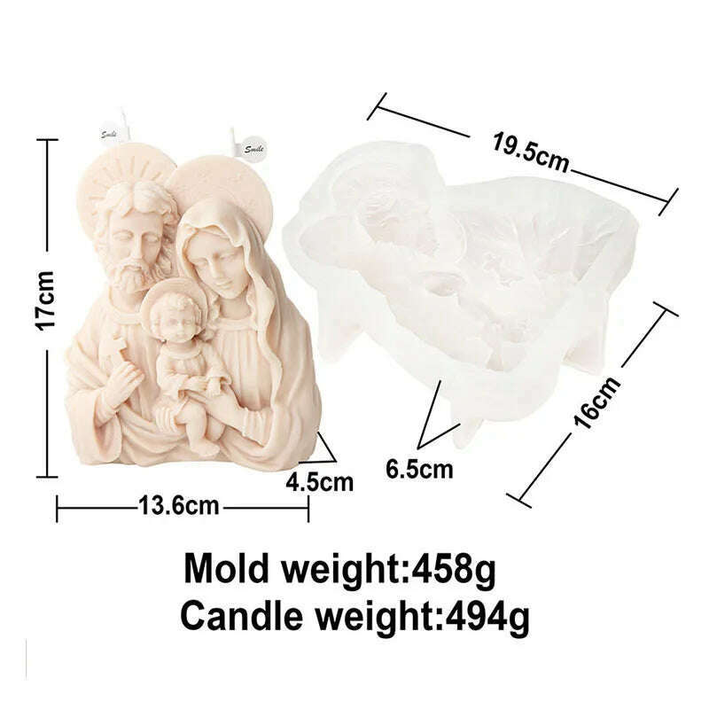 KIMLUD, Large Size Virgin Mary Bust Sculpture Candle Silicone Mold DIY Abstract Madonna Statue Gypsum Candle Resin Mould Religious Decor, B, KIMLUD APPAREL - Womens Clothes