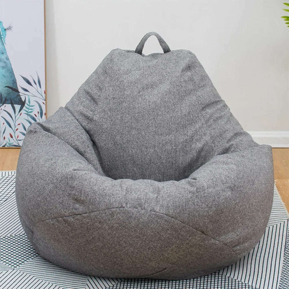 KIMLUD, Large Small Lazy Sofas Cover Chairs Without Filler Linen Cloth Lounger Seat Bean Bag Pouf Puff Couch Tatami Living Room, KIMLUD Women's Clothes