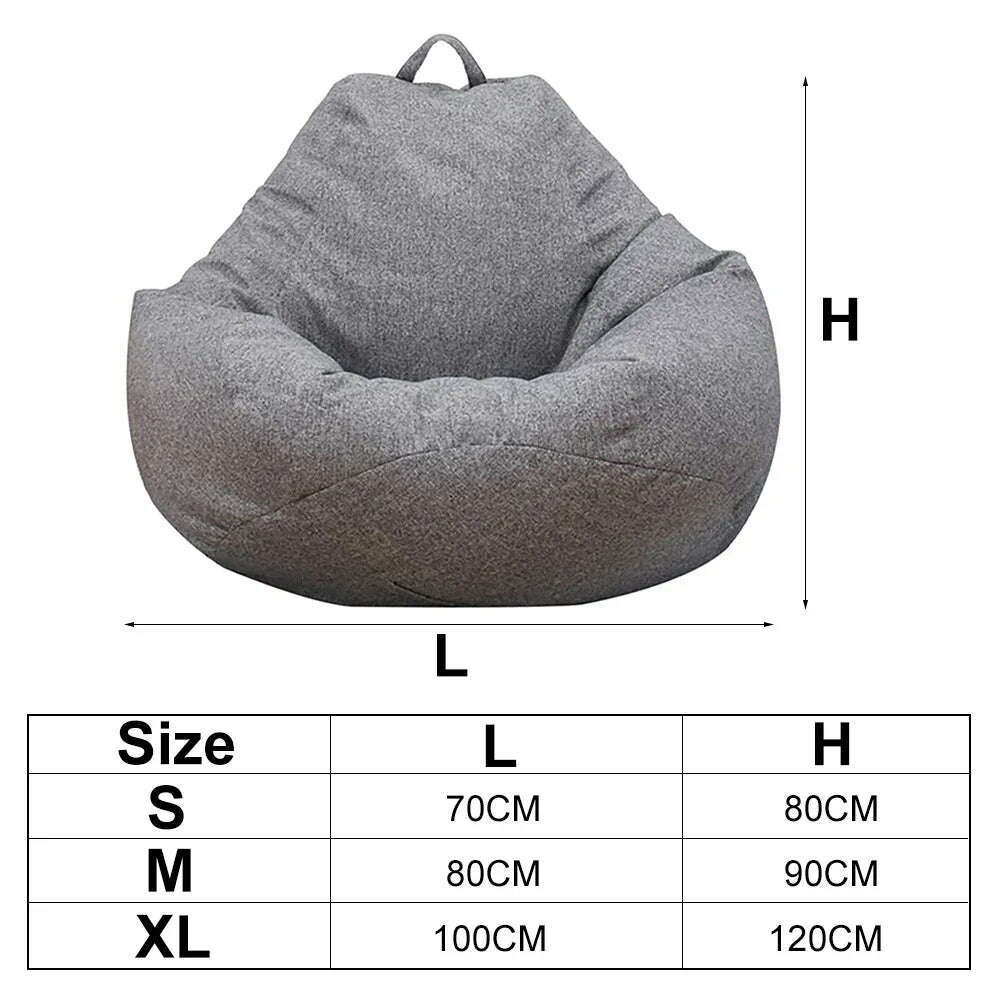 KIMLUD, Large Small Lazy Sofas Cover Chairs Without Filler Linen Cloth Lounger Seat Bean Bag Pouf Puff Couch Tatami Living Room, KIMLUD Womens Clothes
