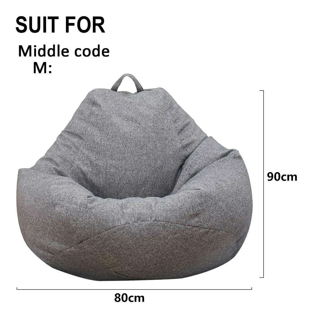 KIMLUD, Large Small Lazy Sofas Cover Chairs Without Filler Linen Cloth Lounger Seat Bean Bag Pouf Puff Couch Tatami Living Room, 80x90 cm / spain, KIMLUD Women's Clothes