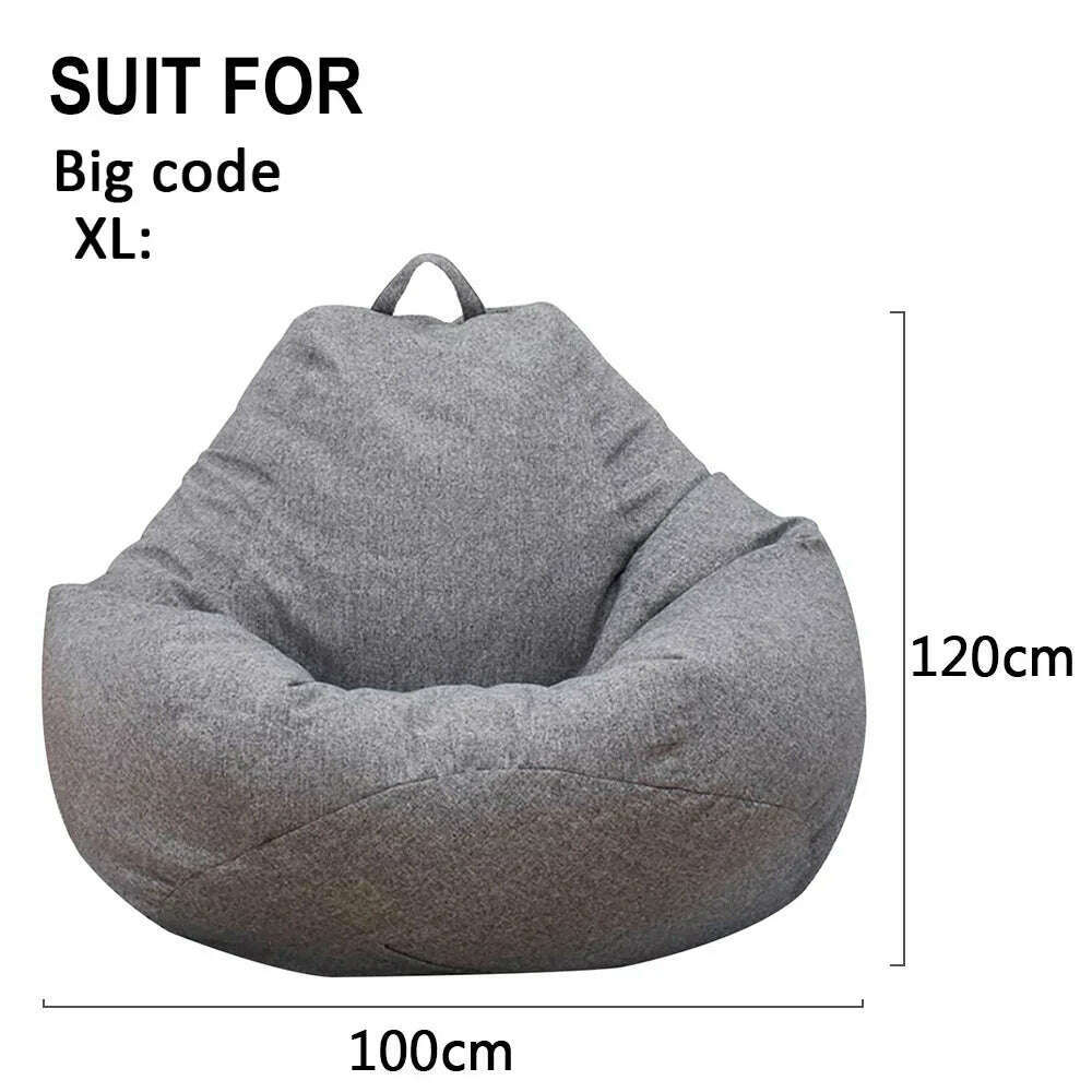 KIMLUD, Large Small Lazy Sofas Cover Chairs Without Filler Linen Cloth Lounger Seat Bean Bag Pouf Puff Couch Tatami Living Room, 100x120 cm / spain, KIMLUD Women's Clothes