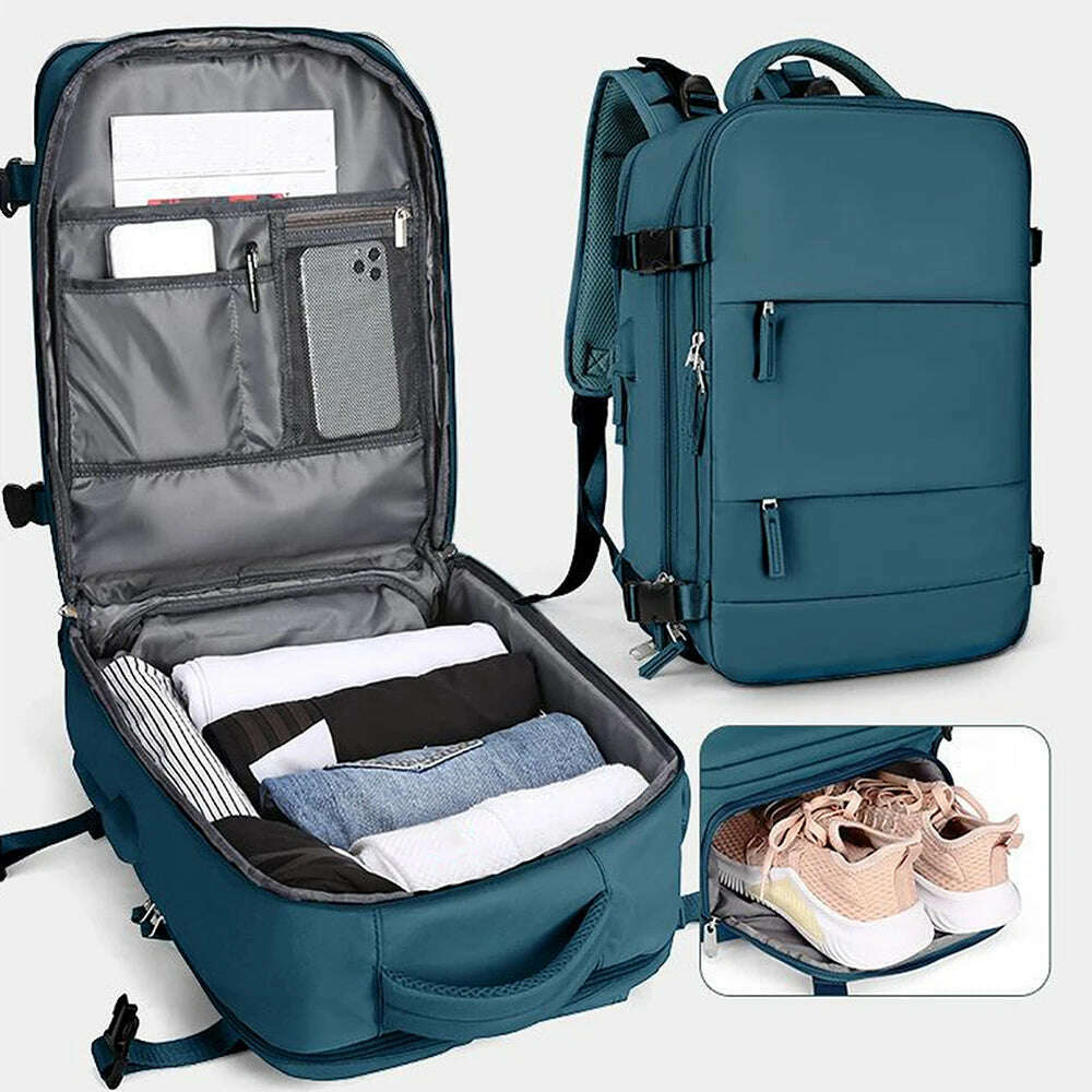Large Women Travel Backpack 17 Inch Laptop USB Airplane Business Shoulder Bag Girls Nylon Students Schoolbag Luggage Pack XA370C - KIMLUD