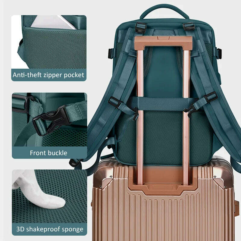 Large Women Travel Backpack 17 Inch Laptop USB Airplane Business Shoulder Bag Girls Nylon Students Schoolbag Luggage Pack XA370C - KIMLUD