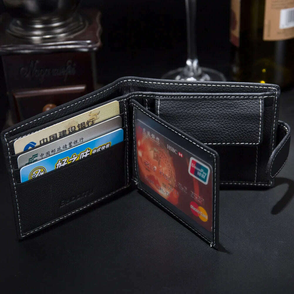 KIMLUD, Latest Men Leather Business Wallet Card Holder Slim Purse Money Bag Wallet Genuine Leather Short Wallet Portefeuille Homme, KIMLUD Womens Clothes