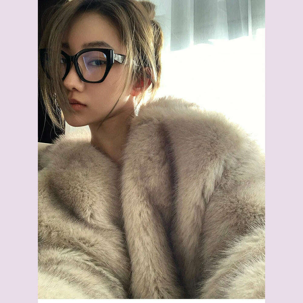 KIMLUD, Lautaro Autumn Winter Oversized Loose Casual Luxury Soft Thick Warm Hairy Faux Fox Fur Coat Women Long Sleeve Fluffy Jacket 2024, KIMLUD Womens Clothes