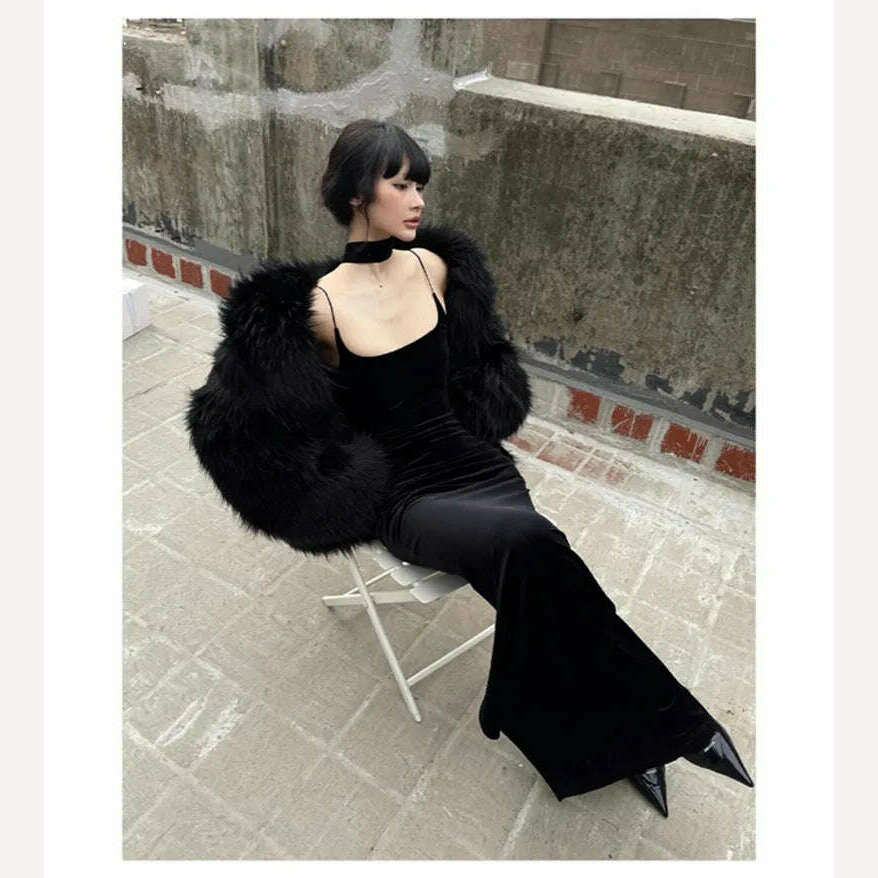 KIMLUD, Lautaro Winter Cool Oversized Casual Soft Thick Warm Black Hariy Shaggy Faux Fur Coat Women Turn-down Collar Fluffy Jacket 2023, KIMLUD Women's Clothes