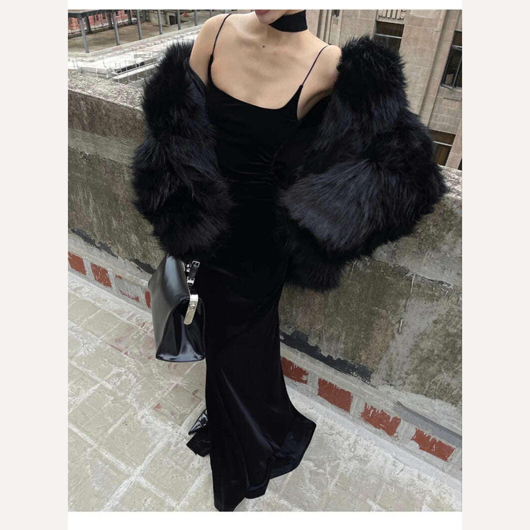 KIMLUD, Lautaro Winter Cool Oversized Casual Soft Thick Warm Black Hariy Shaggy Faux Fur Coat Women Turn-down Collar Fluffy Jacket 2023, KIMLUD Womens Clothes