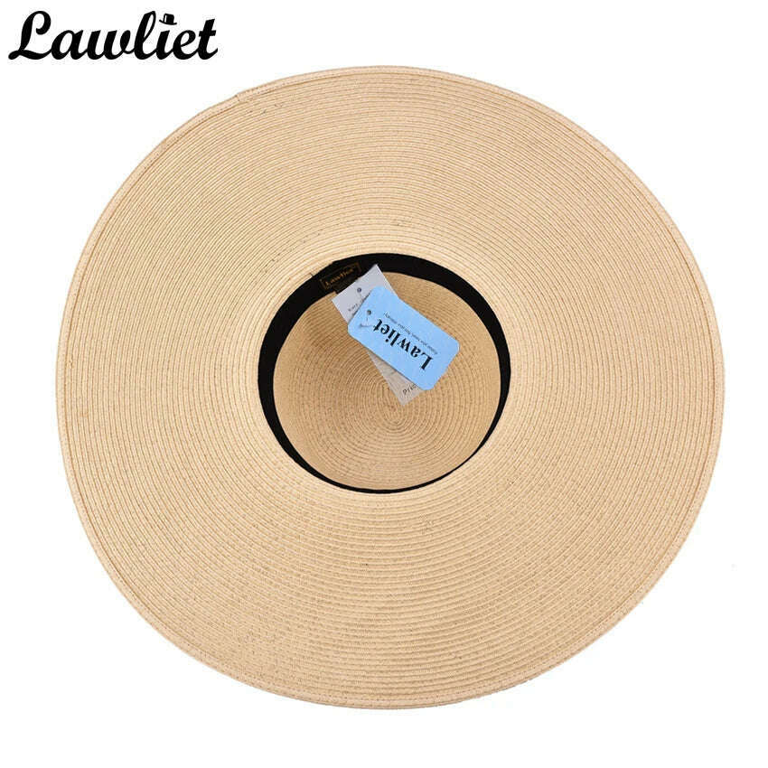 KIMLUD, Lawliet 7.1''/18cm Foldable Oversized Huge Wide Brim Sun Beach Straw Hats Wedding Womens Floppy Party Dressy A330, KIMLUD Womens Clothes