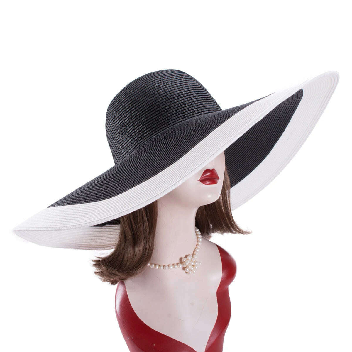Lawliet 7.1''/18cm Foldable Oversized Huge Wide Brim Sun Beach Straw Hats Wedding Womens Floppy Party Dressy A330 - KIMLUD