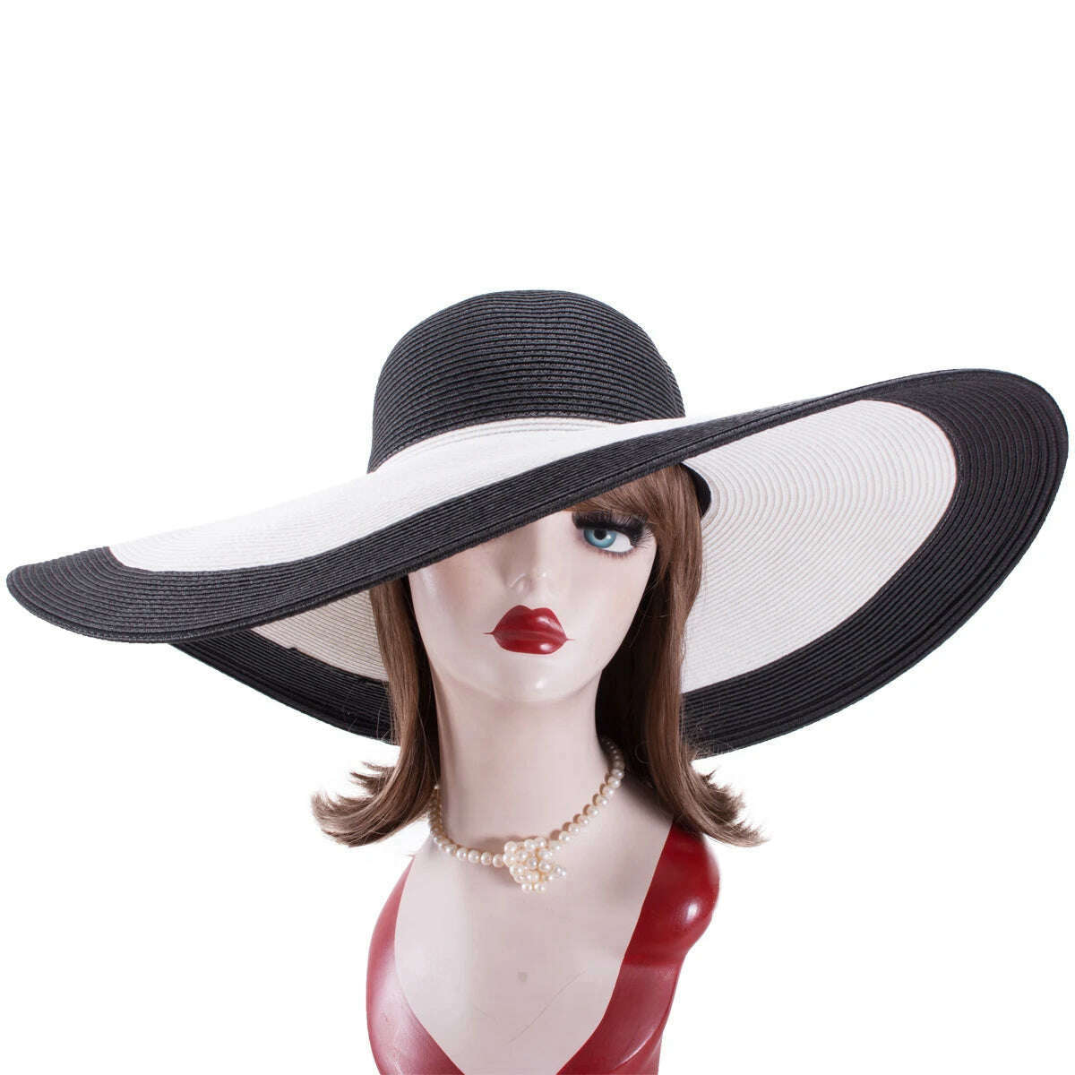 Lawliet 7.1''/18cm Foldable Oversized Huge Wide Brim Sun Beach Straw Hats Wedding Womens Floppy Party Dressy A330 - KIMLUD