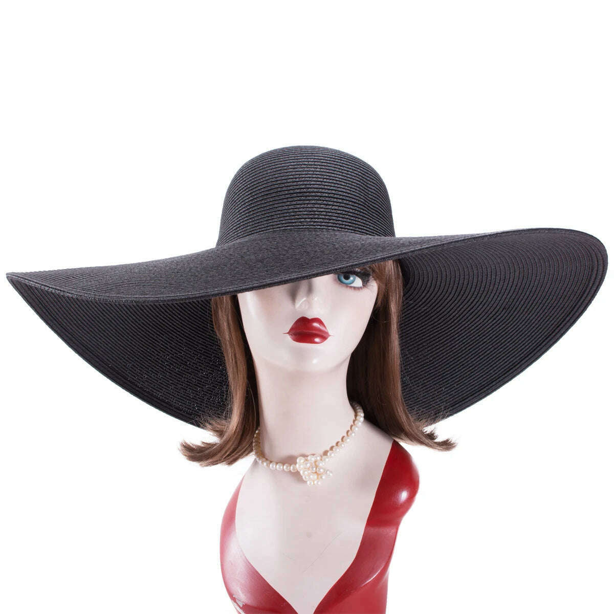 Lawliet 7.1''/18cm Foldable Oversized Huge Wide Brim Sun Beach Straw Hats Wedding Womens Floppy Party Dressy A330 - KIMLUD
