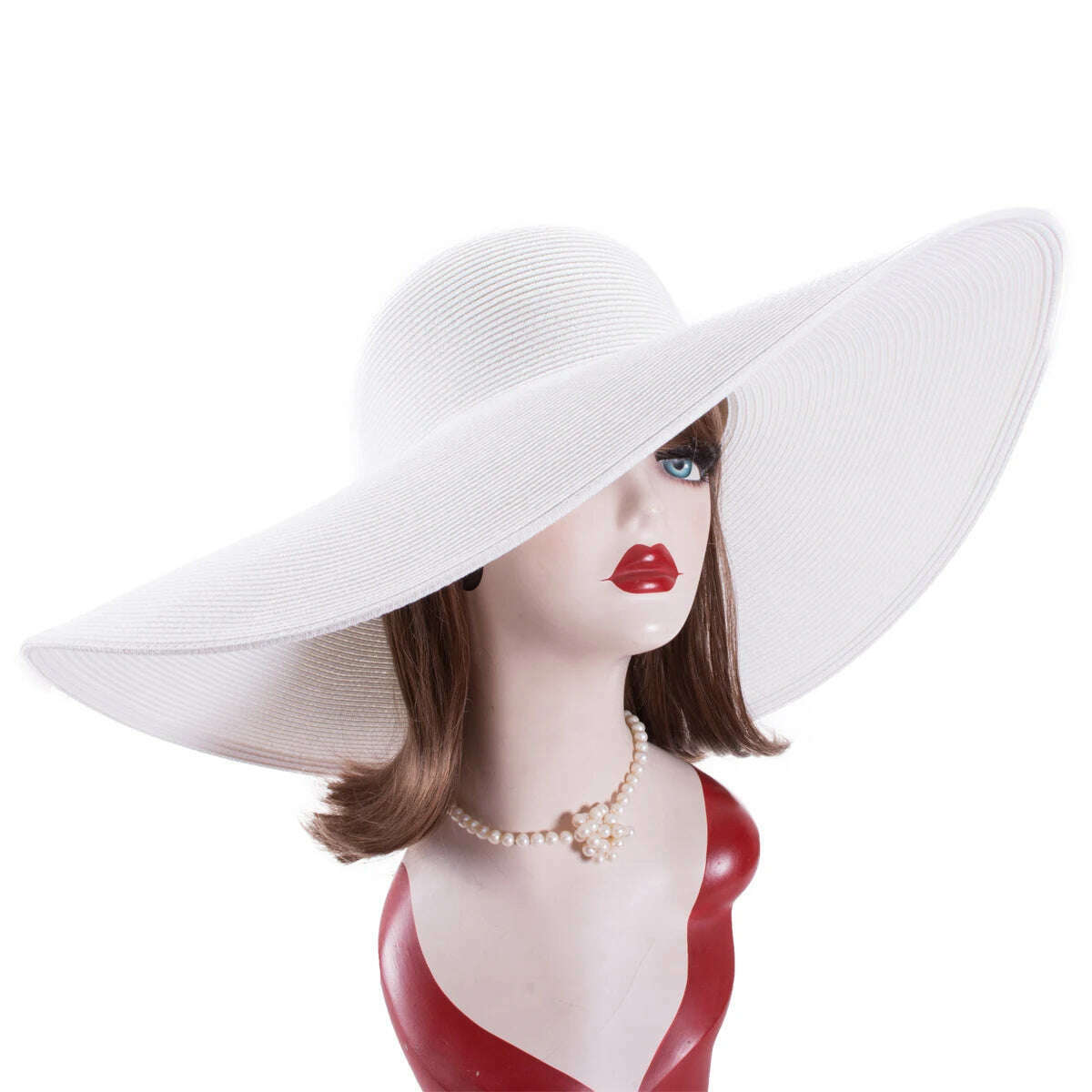 Lawliet 7.1''/18cm Foldable Oversized Huge Wide Brim Sun Beach Straw Hats Wedding Womens Floppy Party Dressy A330 - KIMLUD