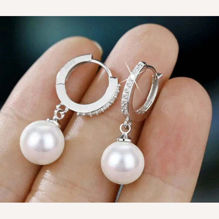 LByzHan 2020 Pearl Earrings Genuine Natural Freshwater Pearl 925 Sterling Silver Earrings Pearl Jewelry For Wemon Wedding Gift - KIMLUD