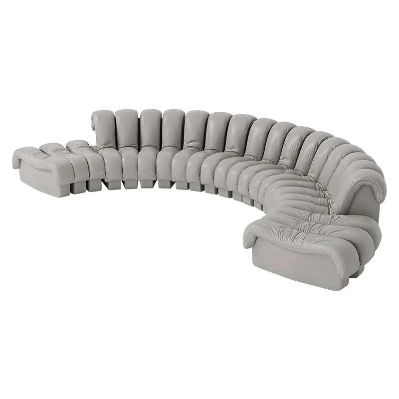 Leather Curved Modular Sectional Sofas - Black | KIMLUD