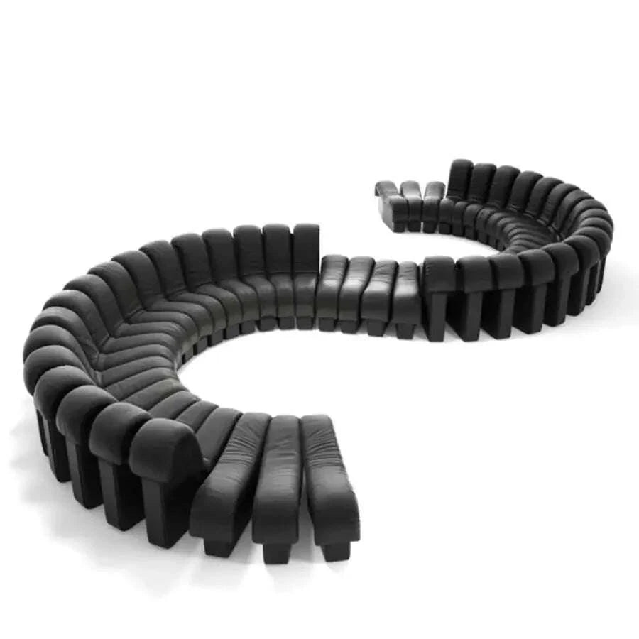 Leather Curved Modular Sectional Sofas - Black | KIMLUD