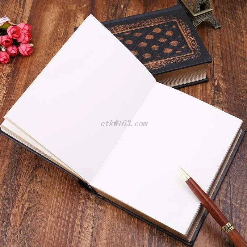 KIMLUD, Leather Retro Vintage Diary Journal Notebook Blank Hard Cover Sketchbook Paper Stationery Travel School Sdudent Gifts, KIMLUD Women's Clothes