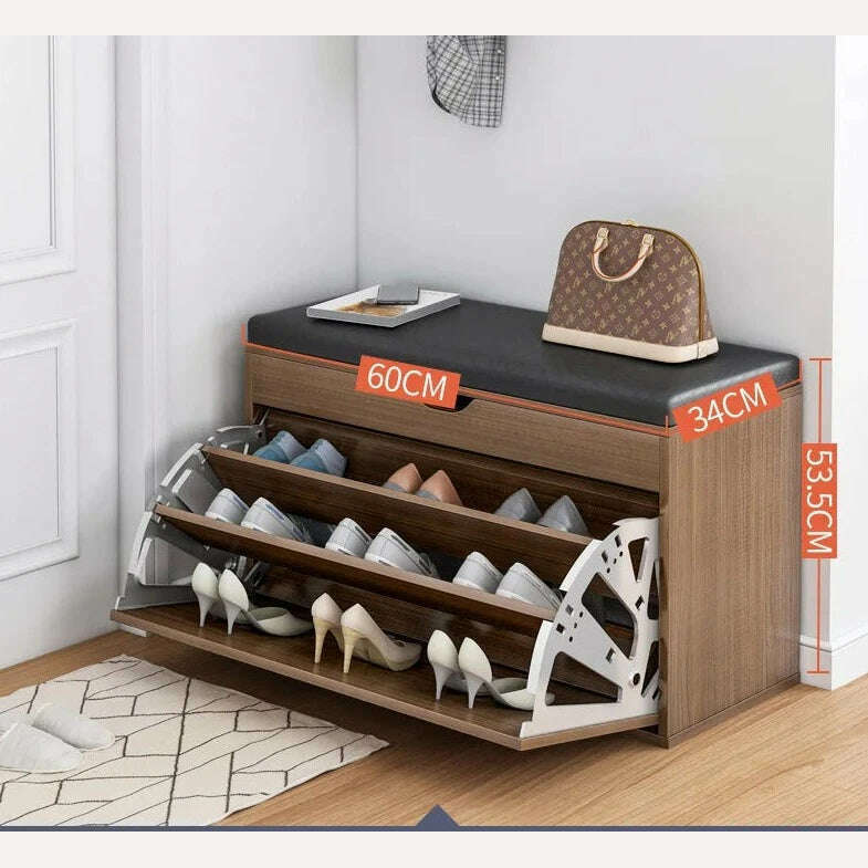 KIMLUD, Leather Shoes Cupboards Furniture Simple Entrance Ultra Thin Flip Shoe Rack for Hallway Large Capacity Storage Hallway Bench, KIMLUD Womens ClothesKIMLUD, Leather Shoes Cupboards Furniture Simple Entrance Ultra Thin Flip Shoe Rack for Hallway Large Capacity Storage Hallway Bench, 60cm Black, KIMLUD APPAREL - Womens Clothes