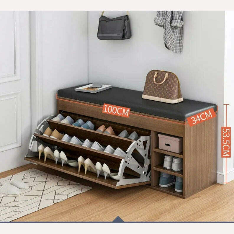 KIMLUD, Leather Shoes Cupboards Furniture Simple Entrance Ultra Thin Flip Shoe Rack for Hallway Large Capacity Storage Hallway Bench, KIMLUD Womens ClothesKIMLUD, Leather Shoes Cupboards Furniture Simple Entrance Ultra Thin Flip Shoe Rack for Hallway Large Capacity Storage Hallway Bench, 100cm Black, KIMLUD APPAREL - Womens Clothes