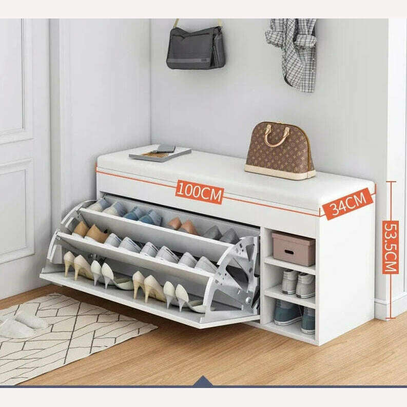 KIMLUD, Leather Shoes Cupboards Furniture Simple Entrance Ultra Thin Flip Shoe Rack for Hallway Large Capacity Storage Hallway Bench, KIMLUD Womens ClothesKIMLUD, Leather Shoes Cupboards Furniture Simple Entrance Ultra Thin Flip Shoe Rack for Hallway Large Capacity Storage Hallway Bench, 100cm White, KIMLUD APPAREL - Womens Clothes