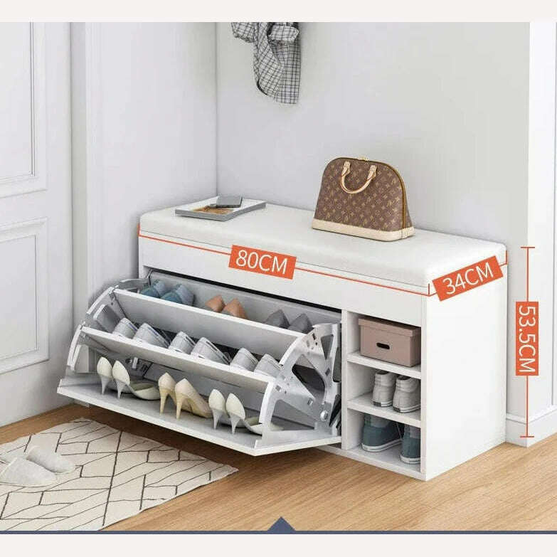KIMLUD, Leather Shoes Cupboards Furniture Simple Entrance Ultra Thin Flip Shoe Rack for Hallway Large Capacity Storage Hallway Bench, KIMLUD Womens ClothesKIMLUD, Leather Shoes Cupboards Furniture Simple Entrance Ultra Thin Flip Shoe Rack for Hallway Large Capacity Storage Hallway Bench, 80cm White, KIMLUD APPAREL - Womens Clothes