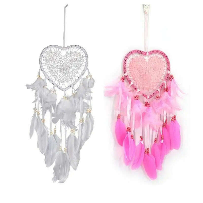 KIMLUD, LED Light Dream Catcher Handmade Deamcatcher Feathers Wall Hanging Decoration Romantic Valentine's Day Gift for Girlfriend, KIMLUD Womens Clothes
