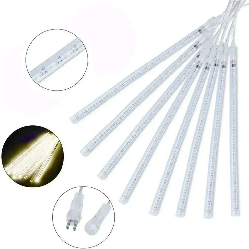 LED Meteor Shower Rain Lights Waterproof Falling Raindrop Fairy String Light for Christmas Holiday Party Patio Decor 50CM 30CM - KIMLUD