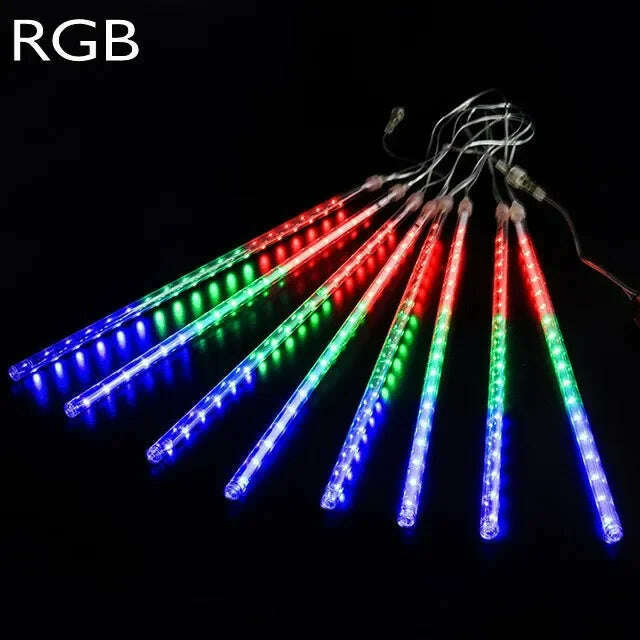 LED Meteor Shower Rain Lights Waterproof Falling Raindrop Fairy String Light for Christmas Holiday Party Patio Decor 50CM 30CM - KIMLUD