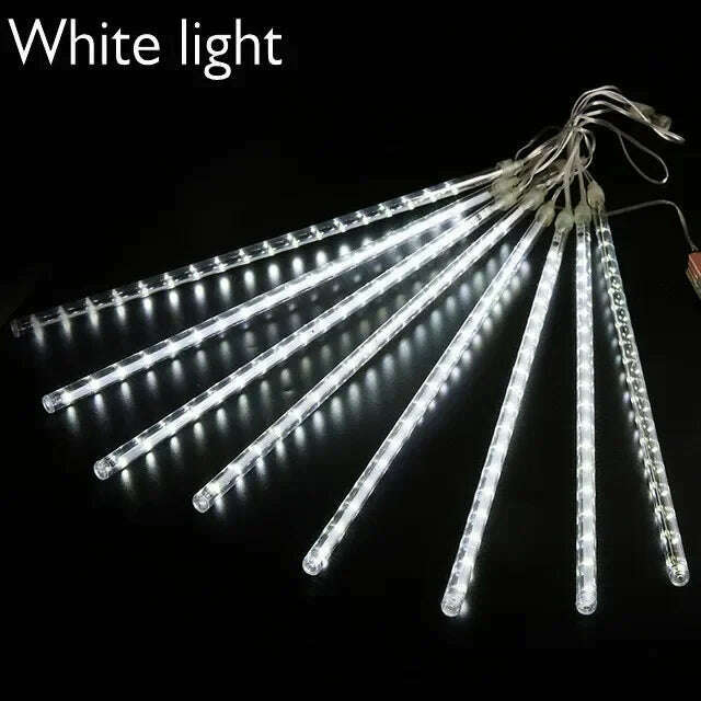LED Meteor Shower Rain Lights Waterproof Falling Raindrop Fairy String Light for Christmas Holiday Party Patio Decor 50CM 30CM - KIMLUD