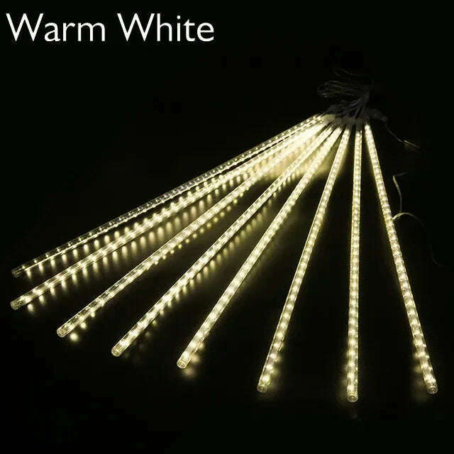 LED Meteor Shower Rain Lights Waterproof Falling Raindrop Fairy String Light for Christmas Holiday Party Patio Decor 50CM 30CM - KIMLUD