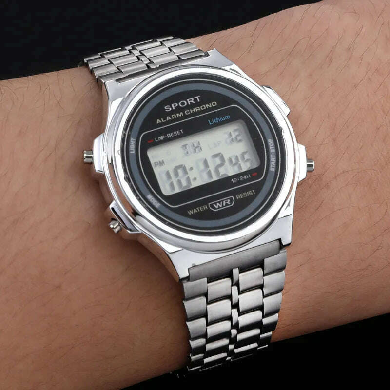 LED Steel Belt Rose Gold Silver Watches Men Women Electronic Digital Display Retro Style Clock Relogio Masculin Reloj Homb - KIMLUD