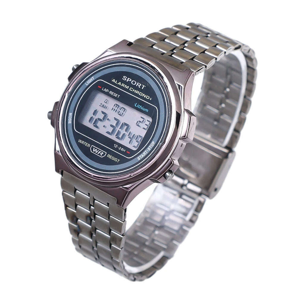 LED Steel Belt Rose Gold Silver Watches Men Women Electronic Digital Display Retro Style Clock Relogio Masculin Reloj Homb - KIMLUD