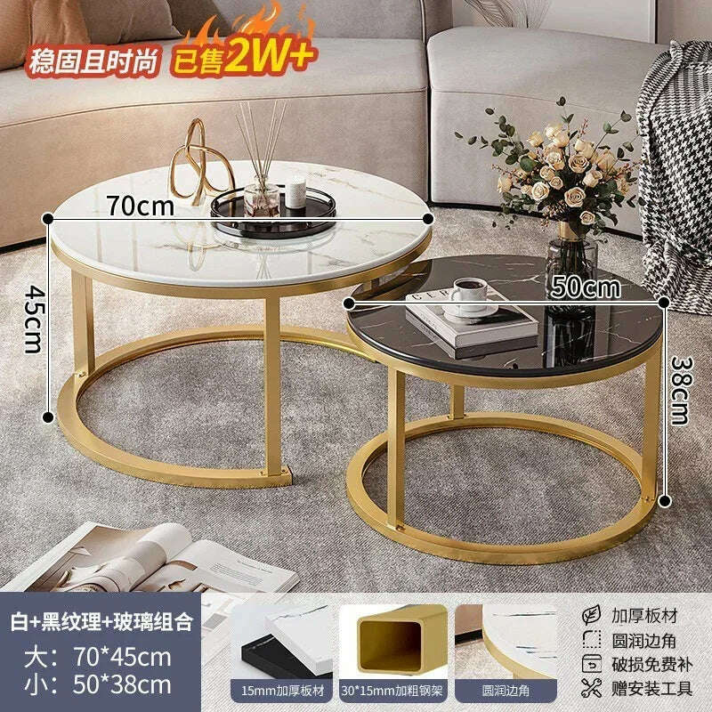 KIMLUD, Legs Gold Design Coffee Tables Decoration Organizer Marble Extendable Coffee Table Standing Floor Table Basse Office Furniture, 70cm And 50cm 2, KIMLUD APPAREL - Womens Clothes