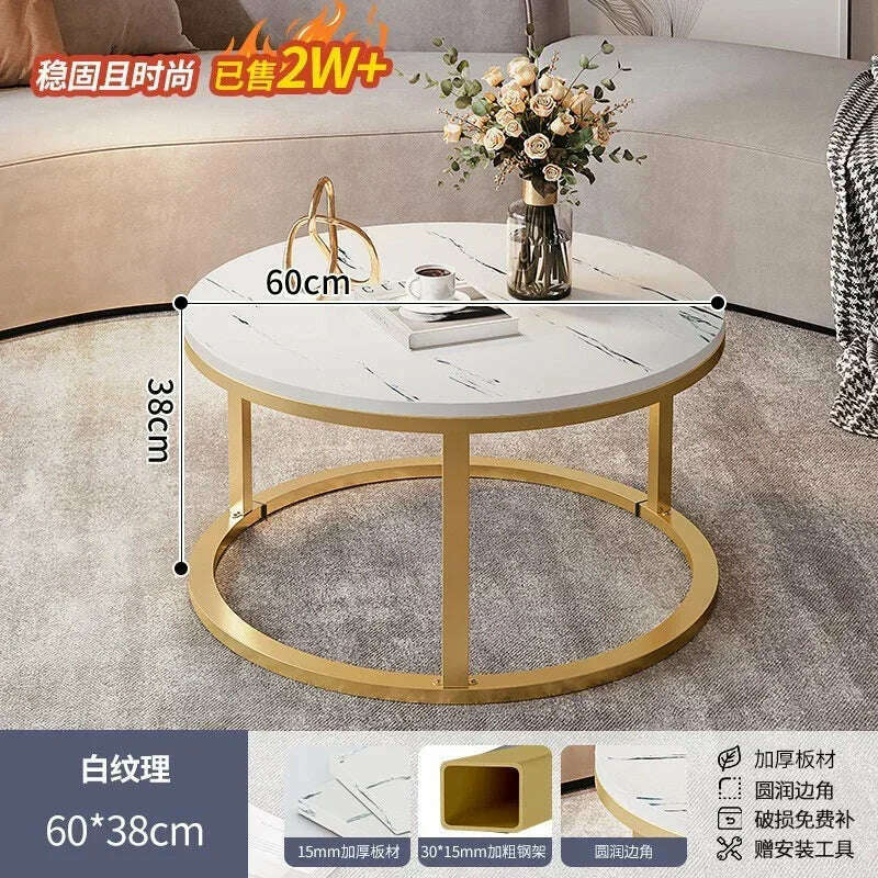 KIMLUD, Legs Gold Design Coffee Tables Decoration Organizer Marble Extendable Coffee Table Standing Floor Table Basse Office Furniture, 60cm, KIMLUD APPAREL - Womens Clothes